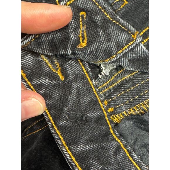 Forever 21 Women's Cargo Carpenter Wide Leg Black Denim Jeans - Size 25 (26x30) - Picture 6 of 6